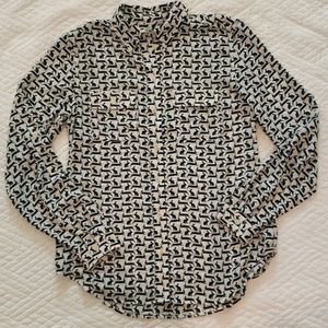 LOFT rabbit print utility blouse